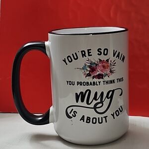Orca Coatings Floral Black and White Mug "You're So Vain" Carly Simon